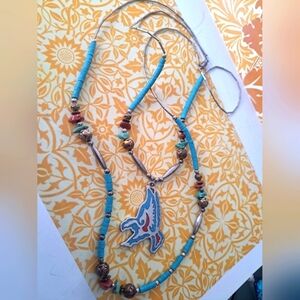 Native torquoise  and coral  necklace